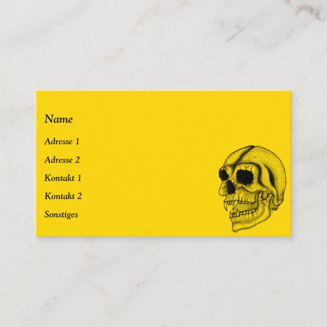 Tarjeta De Visita Diseño negro y amarillo del cráneo de vampiros (Anverso)
