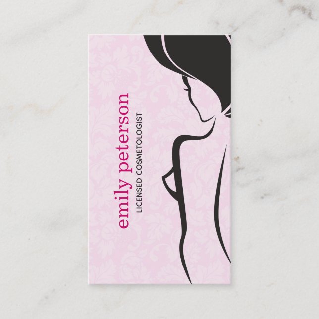 Tarjeta De Visita Diseño negro y rosa (Anverso)