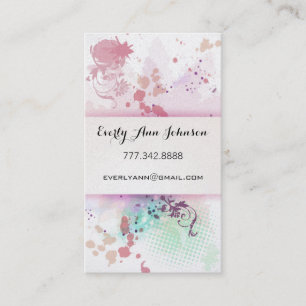 Tarjeta De Visita Diseño o artista de pintura rosa azul verde rosa