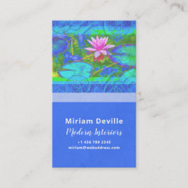 Tarjeta De Visita Diseño o estudio de yoga rosa Lotus Blue Namaste