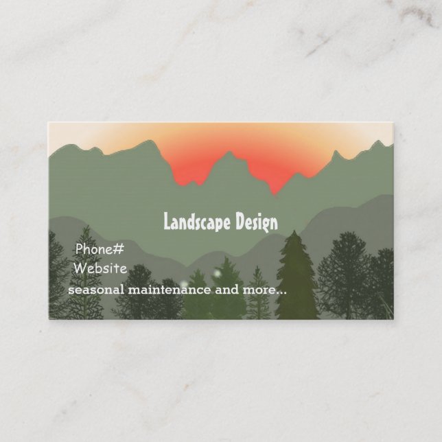 Tarjeta De Visita Diseño paisajístico de Sunrise (Anverso)