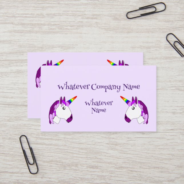 Tarjeta De Visita Diseño personalizado de unicornio (Anverso/Reverso In Situ)