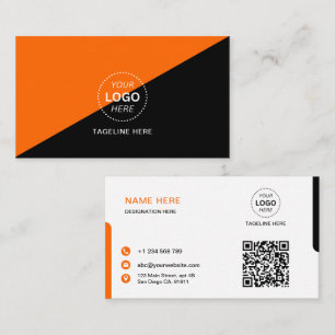 Tarjeta De Visita Diseño personalizado simple moderno naranja y negr