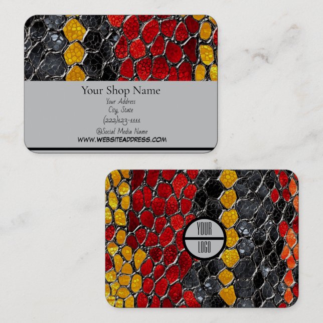 Tarjeta De Visita Diseño Piel de serpiente impreso de 3,5" x 2,0" (Anverso / Reverso)