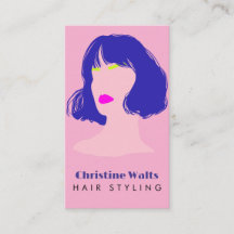 Diseño Plano QR de Estilismo de Cabello Rosa Azul