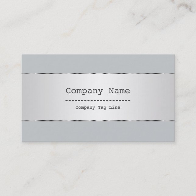Tarjeta De Visita Diseño plateado metálico liso Aspecto de acero ino (Anverso)