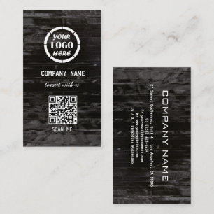 Tarjeta De Visita Diseño profesional de madera negra Código QR moder