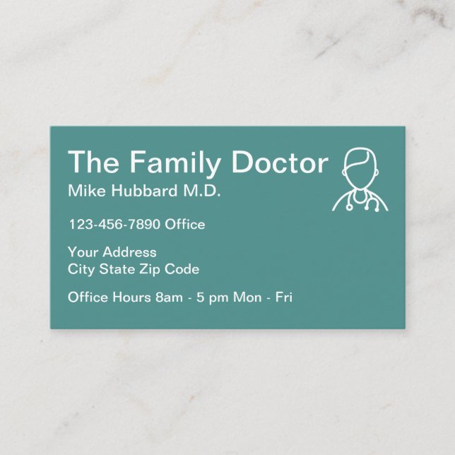 Tarjeta De Visita Diseño profesional del médico de cabecera (Anverso)