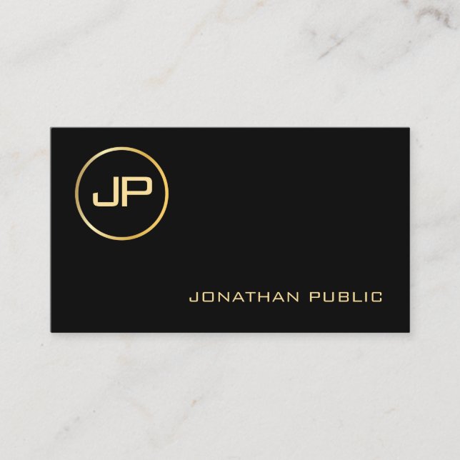 Tarjeta De Visita Diseño profesional elegante con aspecto de oro (Anverso)