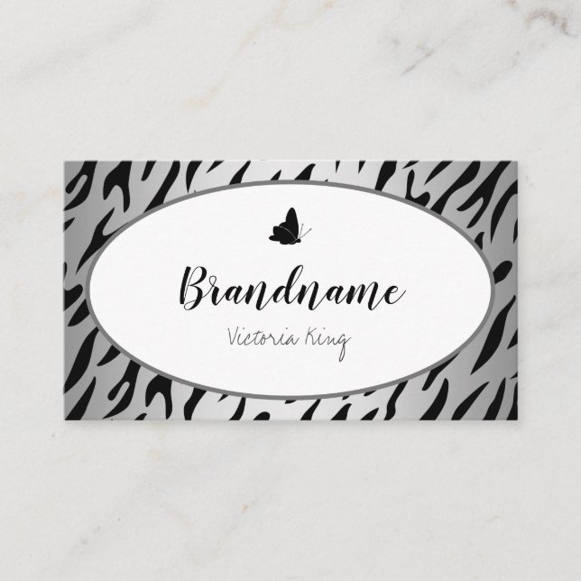 Tarjeta De Visita Diseño profesional elegante del patrón Tigre plate (Anverso)