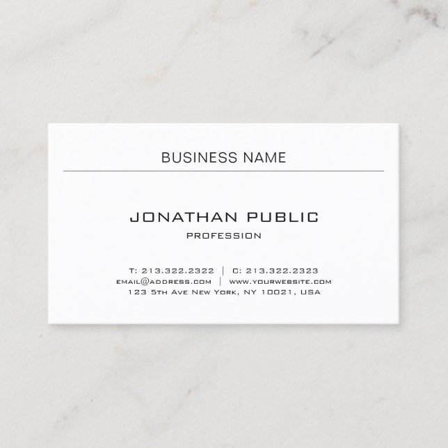 Tarjeta De Visita Diseño profesional minimalista elegante moderno (Anverso)