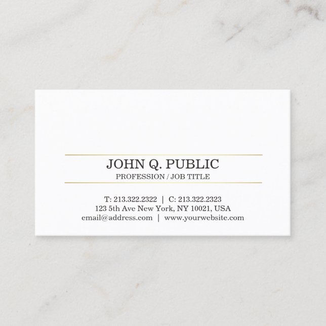 Tarjeta De Visita Diseño profesional moderno elegante estilo blanco  (Anverso)