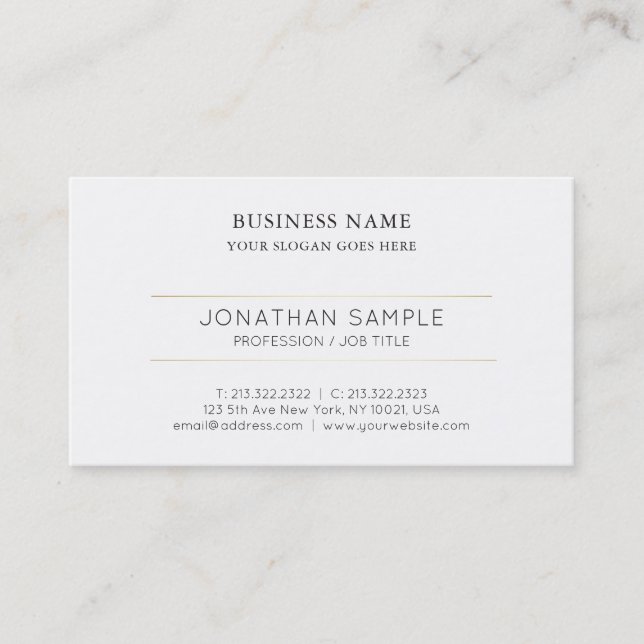 Tarjeta De Visita Diseño profesional Moderno, elegante y limpio llan (Anverso)