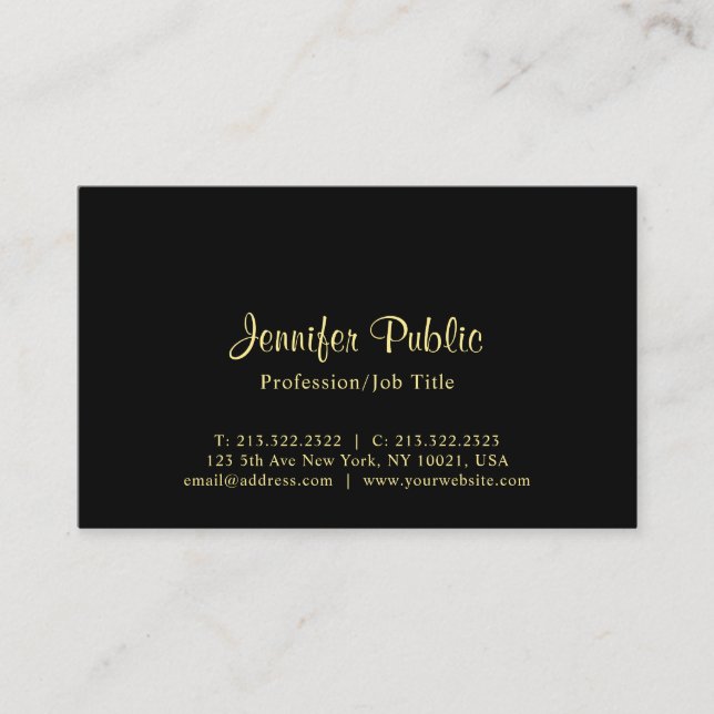 Tarjeta De Visita Diseño profesional moderno y elegante en negro (Anverso)