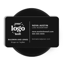 Tarjeta De Visita Diseño profesional simple negro moderno con logoti