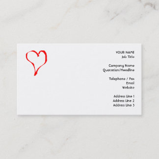Tarjeta De Visita Diseño rojo y blanco del corazón del amor