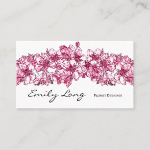 Tarjeta De Visita Diseño rosado del bosquejo del arreglo de la flor