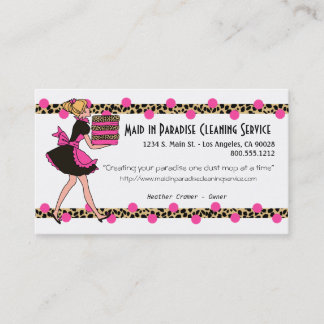 Tarjeta De Visita Diseño rosado del servicio de la limpieza del