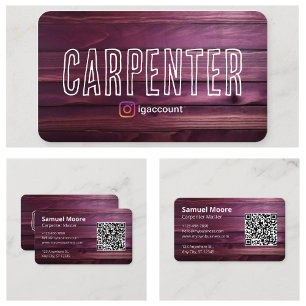 Tarjeta De Visita Diseño Rústico Carpintero Código QR Ebanistería