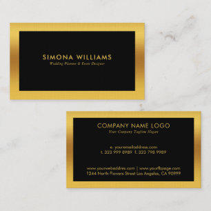 Tarjeta De Visita Diseño sencillo en negro y oro