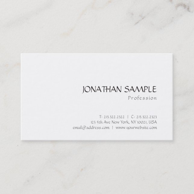 Tarjeta De Visita Diseño sencillo y elegante Bonito moderna de diseñ (Anverso)
