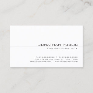 Tarjeta De Visita Diseño sencillo y sofisticado de la llanura blanca
