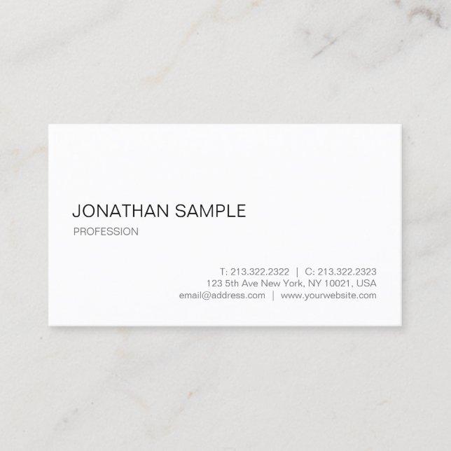 Tarjeta De Visita Diseño simple blanco profesional elegante moderno (Anverso)