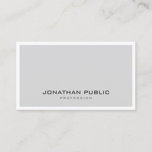 Tarjeta De Visita Diseño simple creativo blanco gris arriba minimali (Anverso)
