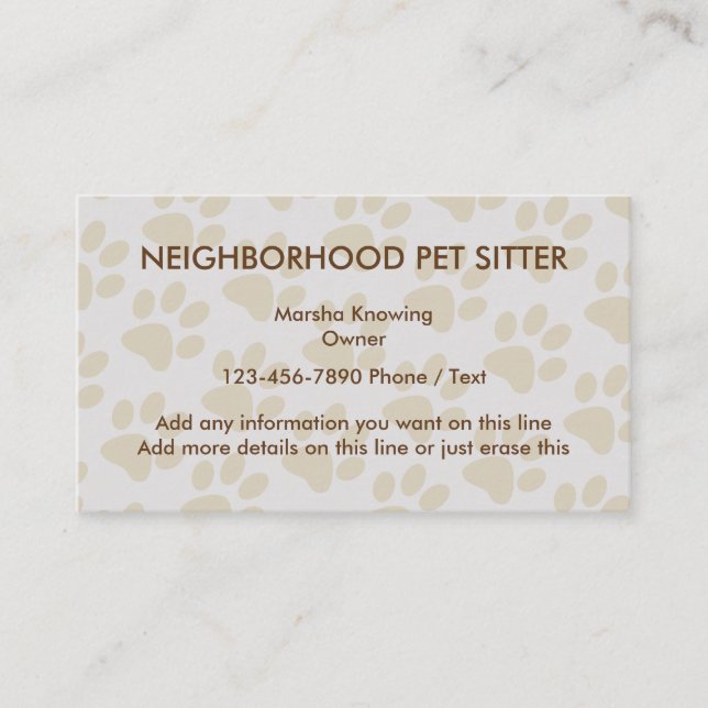 Tarjeta De Visita Diseño simple de la sentada del mascota (Anverso)