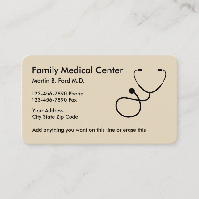 Tarjeta De Visita Diseño simple del médico de cabecera (Anverso)