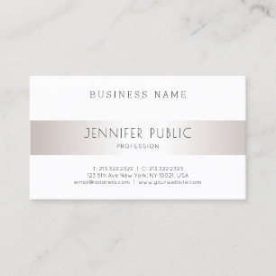Tarjeta De Visita Diseño Simple Moderno Elegante Plateado Semi Lustr