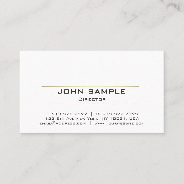 Tarjeta De Visita Diseño simple moderno profesional del oro blanco (Anverso)