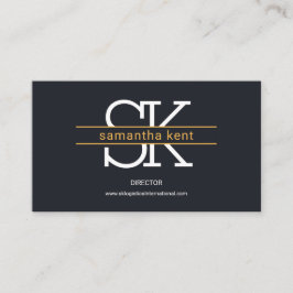 Tarjeta De Visita Diseño Simple Monograma Marrón Estribos Logística