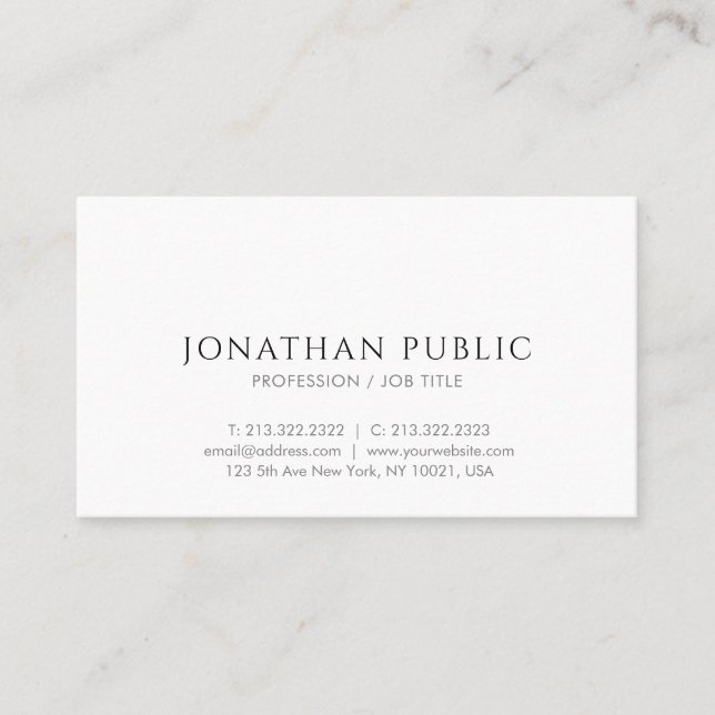 Tarjeta De Visita Diseño simple personalizado elegante plantilla mod (Anverso)
