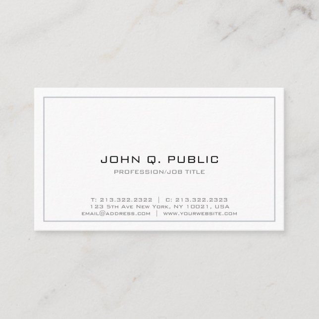 Tarjeta De Visita Diseño simple profesional Blanco mínimo (Anverso)