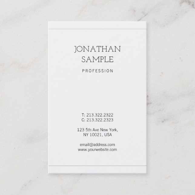 Tarjeta De Visita Diseño simple profesional Elegante Lujo (Anverso)