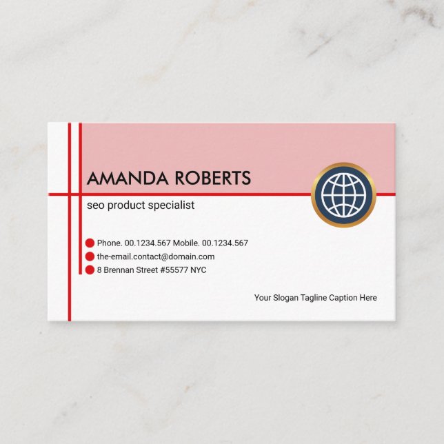 Tarjeta De Visita Diseño Simple Red Crisscross Línea SEO Marketing (Anverso)