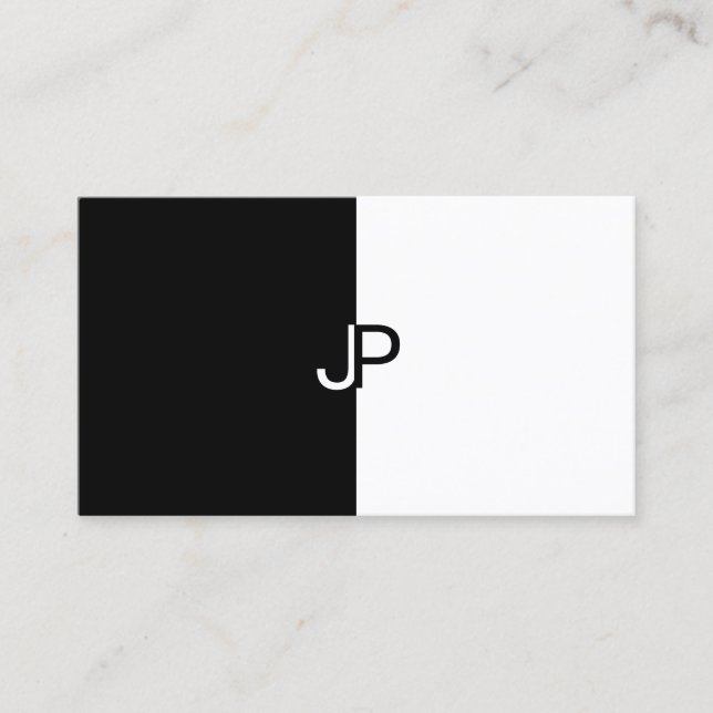 Tarjeta De Visita Diseño simple y creativo en blanco y negro, plano  (Anverso)