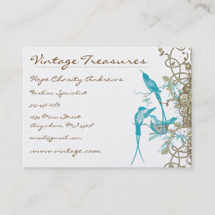 Tarjeta De Visita Diseño Swirl Vintage Hummingbirds