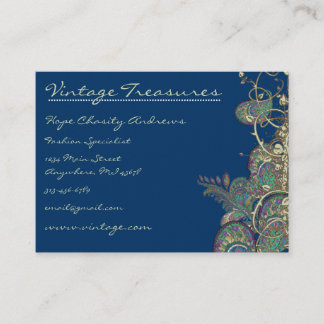 Tarjeta De Visita Diseño Swirl Vintage Peacock Paisleys