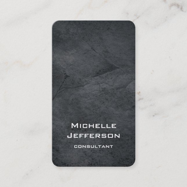 Tarjeta De Visita Diseño único de textura gris artística vertical (Anverso)