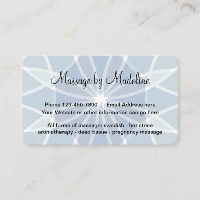 Tarjeta De Visita Diseño único del terapeuta del masaje (Anverso)