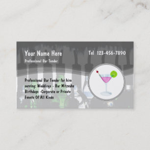 Tarjeta De Visita Diseño Único para Bartender Freelance