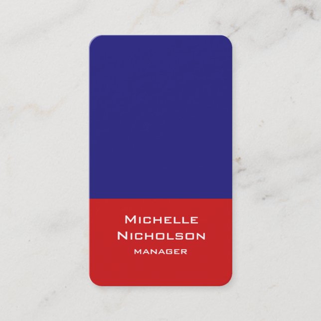 Tarjeta De Visita Diseño único vertical artístico azul rojo (Anverso)