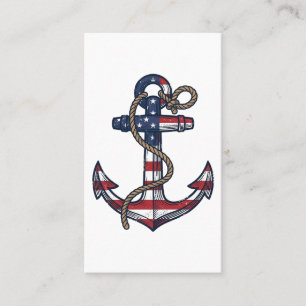 Tarjeta De Visita Diseño vectorial vintage de ancla patriótica_1