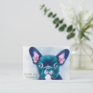 Tarjeta De Visita Diseño Verde azulado de Bulldog francés rosa