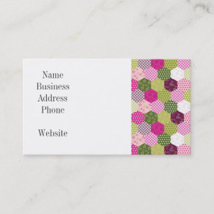 Tarjeta De Visita Diseño verde rosado bonito del edredón de remiendo