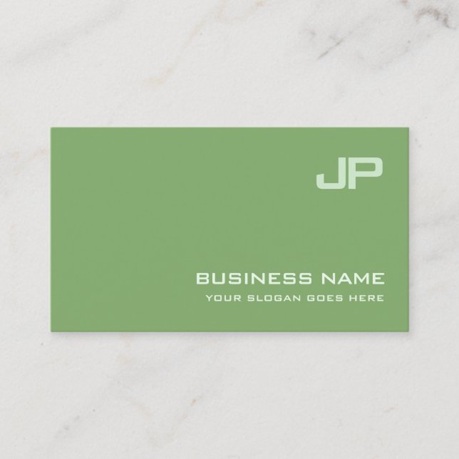 Tarjeta De Visita Diseño verde y elegante Monograma Lujo (Anverso)