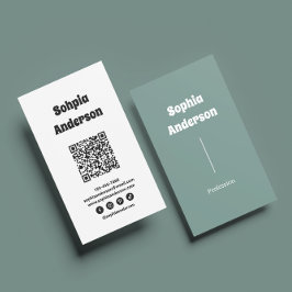 Tarjeta De Visita Diseño vertical moderno | Código QR y enlaces soci