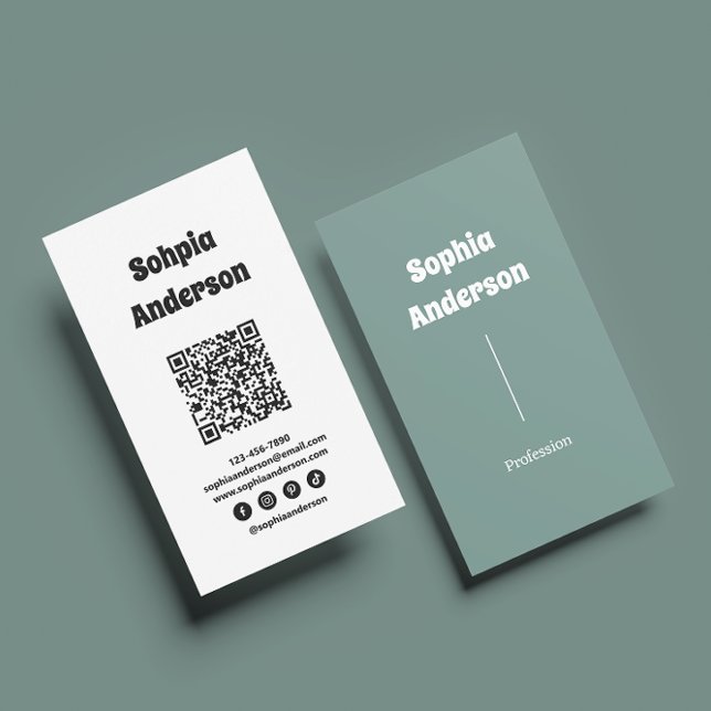 Tarjeta De Visita Diseño vertical moderno | Código QR y vínculos soc (Subido por el creador)